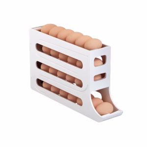 Suport pentru oua cu rulare automata, 4 straturi, alb, pentru 30 oua，pentru frigider