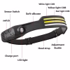 Lanterna de cap LED, zggzerg, Cu 3 Benzi Led COB si XPE, Profesionala, Acumulator 1200mah, Rezistenta la Apa, Senzor Miscare, lumina rosie, alb, galben, 10 moduri lumina, negru - imagine 4