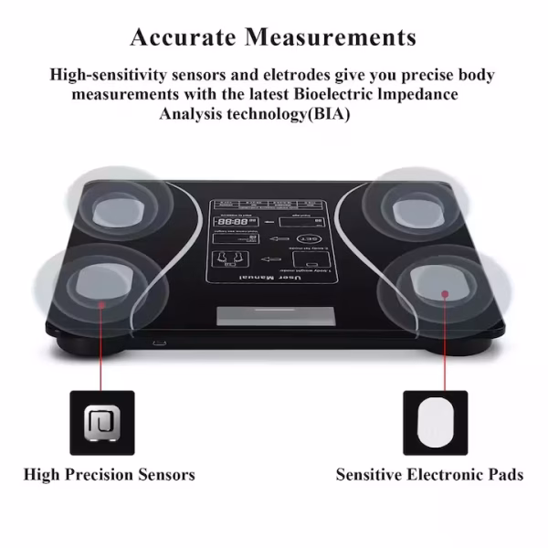 Cantar de Baie Corporal Smart Digital, Conectare Bluetooth, Afisaj LCD, Greutate Maxima 180 KG, Indice de Masa Corporala, Negru - imagine 10