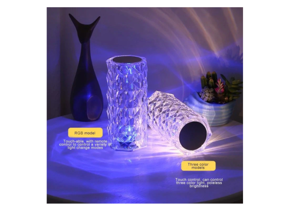 Lampa Luminoasa led Efect Cristal, 3 Lumini Albe, 16 Lumini RGB, Telecomanda Inclusa, Control Tactil, Reincarcabila pentru Dormitor, Birou, Bucatarie, Camping - imagine 7