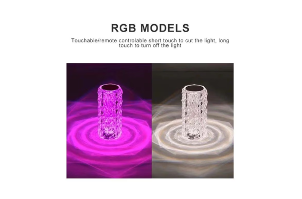 Lampa Luminoasa led Efect Cristal, 3 Lumini Albe, 16 Lumini RGB, Telecomanda Inclusa, Control Tactil, Reincarcabila pentru Dormitor, Birou, Bucatarie, Camping - imagine 8
