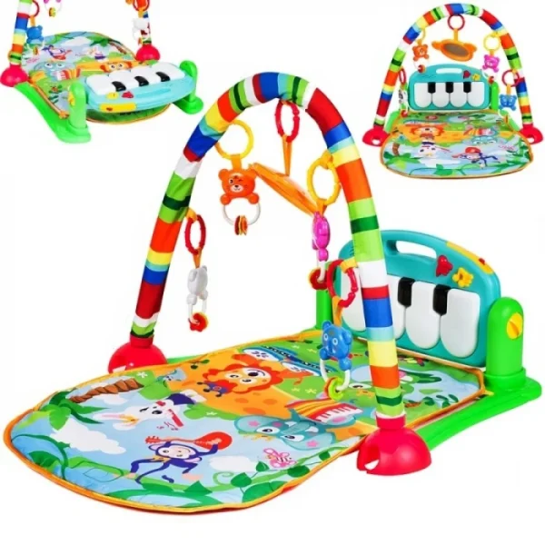 Jucarie Centru de Activitati Multifunctional 4 in 1 cu Lumini si Sunete, PIAN Detasabil , Jucarii Zornaitoare, Oglinda, 4 Moduri de Joaca, Lavabil, Multicolor