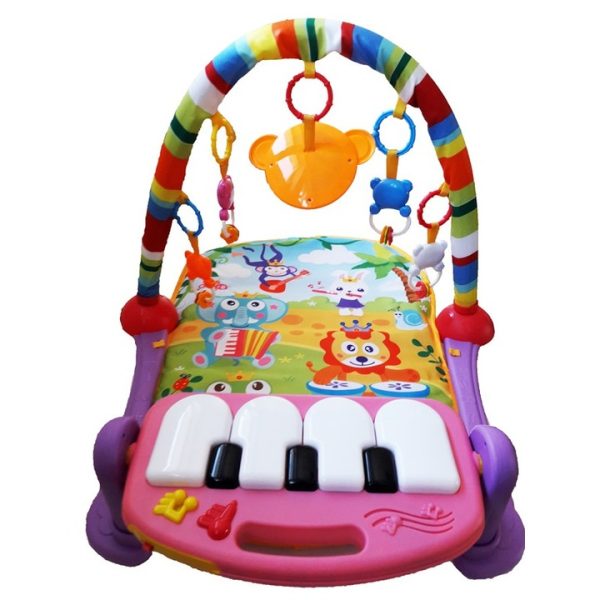 Jucarie Centru de Activitati Multifunctional 4 in 1 cu Lumini si Sunete, PIAN Detasabil , Jucarii Zornaitoare, Oglinda, 4 Moduri de Joaca, Lavabil, Multicolor - imagine 3