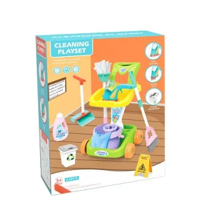 Set Curatenie Jucarie pentru Copii 3-6 Ani cu Carucior, Mop, Galeata.