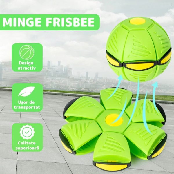 Jucarie 2 in 1, Minge Si Disc, Convertibila, 2 Moduri De Joaca, Dimensiune 23 Cm, Frisbee - imagine 5