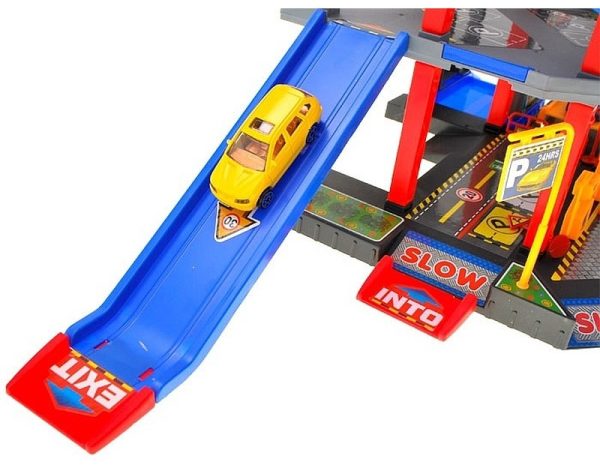 Set Joaca pentru Copii Parcare cu 4 Nivele, cu 4 Masinute Incluse si Elicopter, Heliport, Rampa de Coborare, Spalatorie, Acces cu Bariera si Benzinarie - imagine 4