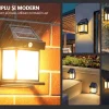 Set 2 Lampa Solara De Exterior, Cu Senzor De Miscare Si Lumina, 3 Moduri Functionare, Rezistente La Apa, Alimentat Cu Energie Solara Pentru Curte Sau Gradina, Lumina calda - imagine 5