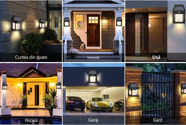 Set 2 Lampa Solara De Exterior, Cu Senzor De Miscare Si Lumina, 3 Moduri Functionare, Rezistente La Apa, Alimentat Cu Energie Solara Pentru Curte Sau Gradina, Lumina calda - imagine 4