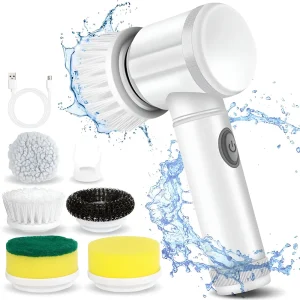Perie Electrică Pentru Curățat 5 în 1 - Koken, Perie Magică Multifuncțională 12 x 19,5 cm, Reincarcabila Prin USB, Alb