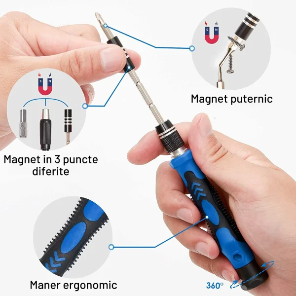 Set Trusa Surubelnita Precizie Cu 138 Piese, Biti Otel, Maner Ergonomic - imagine 4
