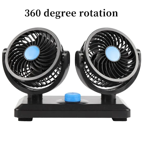 Ventilator Auto Dublu, 10W, 2 Trepte de Viteza, Rotire 360°, Silentios - imagine 4